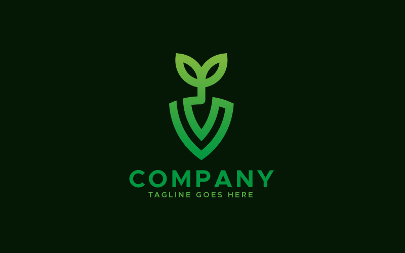shield gardening plant logo design template original