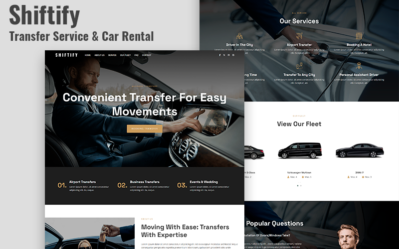 shiftify transfer service amp sar rental landing page html template original
