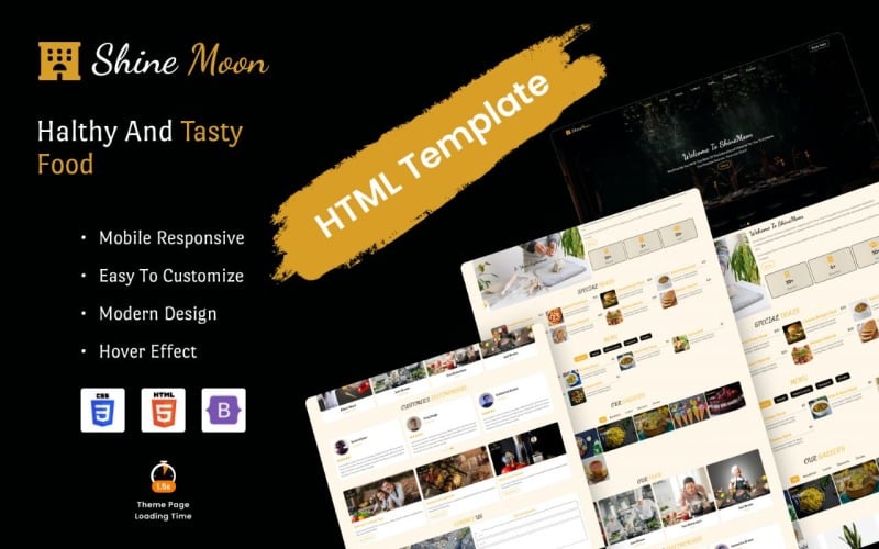 shinemoon resturant html template landing page templates original