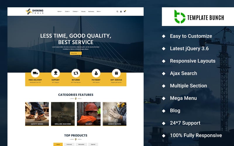 shining tools ecommerce theme on prestashop website template original