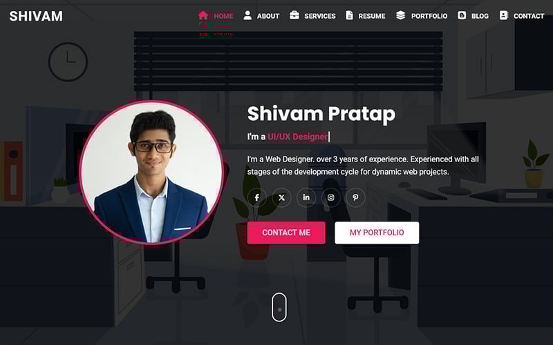 shivam personal portfolio and resumecv landing page template original