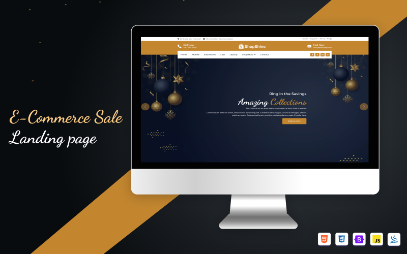shop shine one page new year sale html website template original