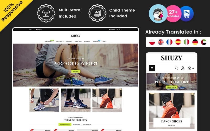 shuzy shoes and footwear store multipurpose prestashop theme original