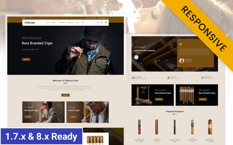 silver cigar store prestashop responsive theme original