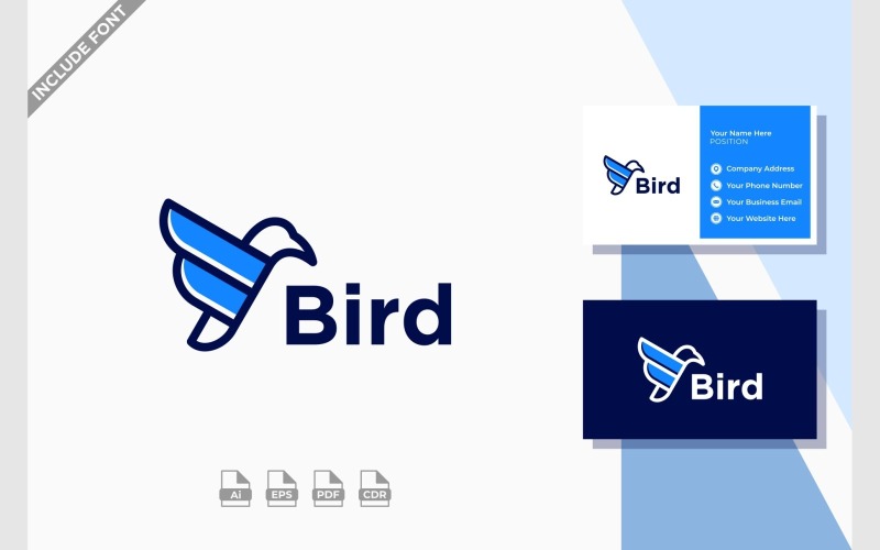 simple bird fly wing modern logo original