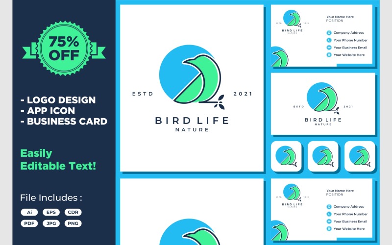 simple bird nature outline icon logo original