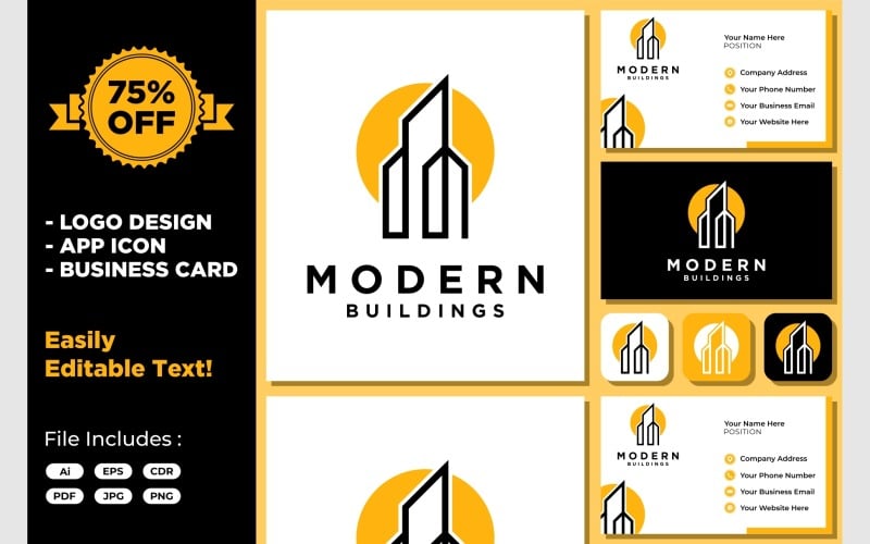 simple buildings sun apartment logo original