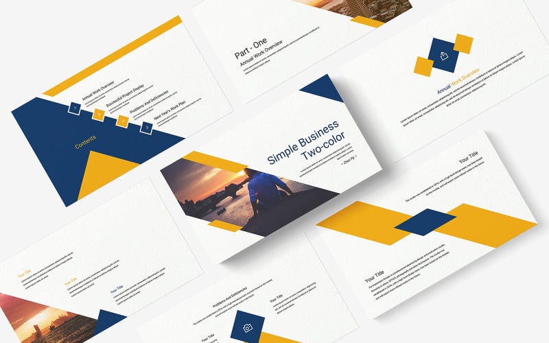 simple business two color powerpoint template original