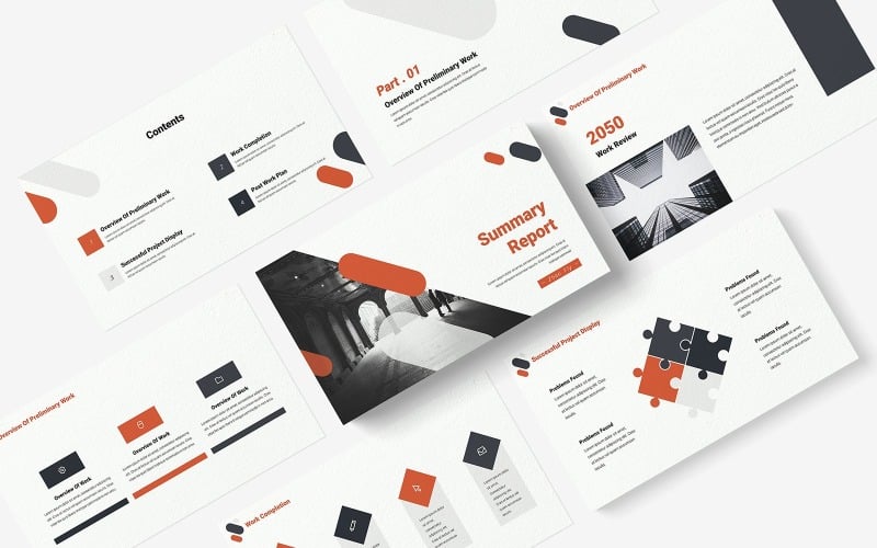 simple company summary report powerpoint template original