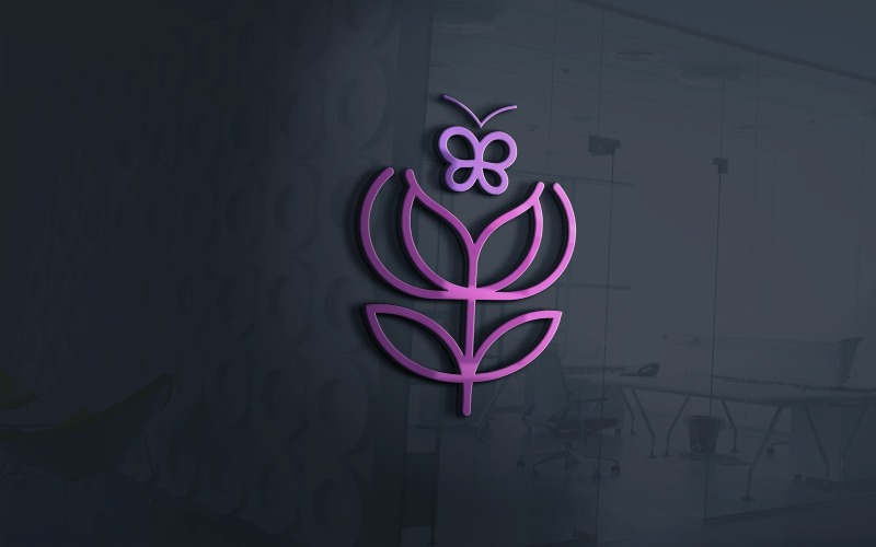simple flower shop with butterfly logo template original