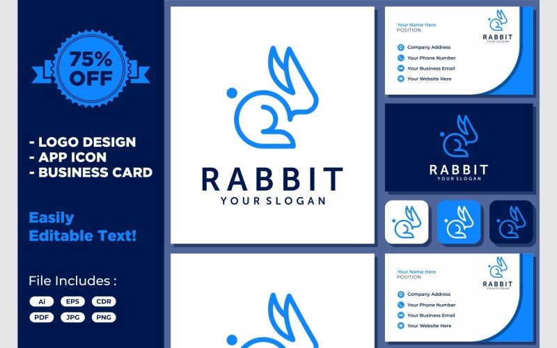 simple rabbit abstract bunny logo original