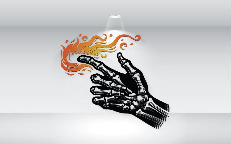 skeleton hand with fire lighter logo template vector original