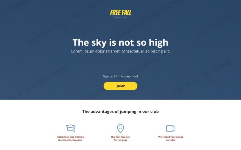 skydiving responsive landing page template original