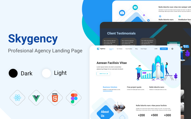 skygency react vue html and figma agency corporate landing page template original