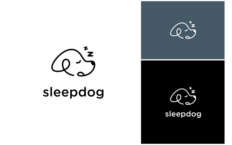 sleep dog line illustration logo original
