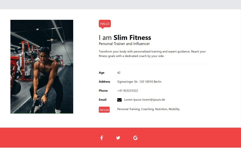 slim clean tailwind html digital business card template original
