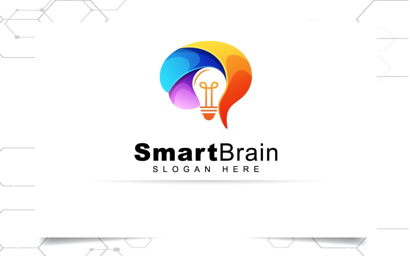 smart brain gradient technology logo original