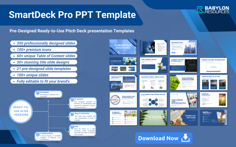 smartdeck business pack pitch deck presentation with professional power point template original