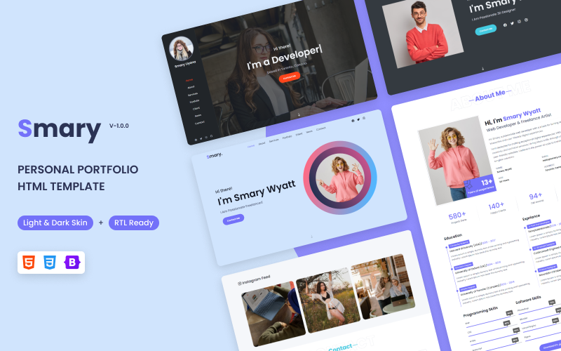 smary personal portfolio html template original