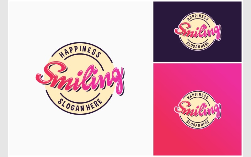 smile happy handwritten emblem logo original