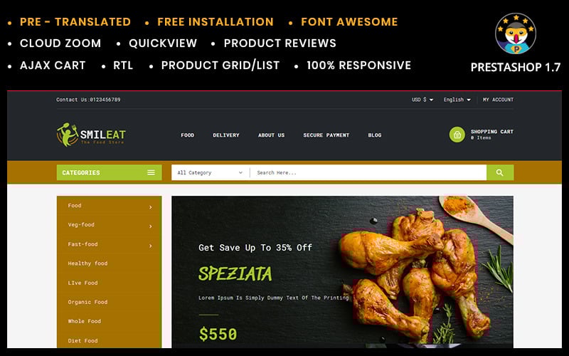 smileat food store prestashop theme original
