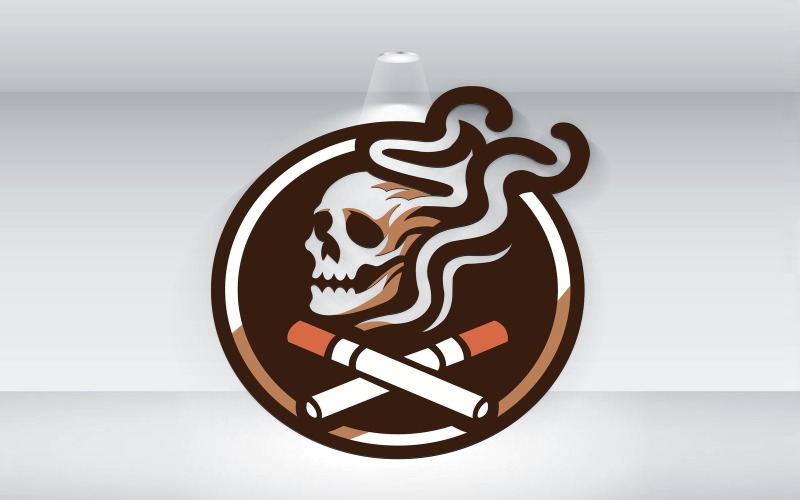 smoking skull cigarette brand logo template vector original