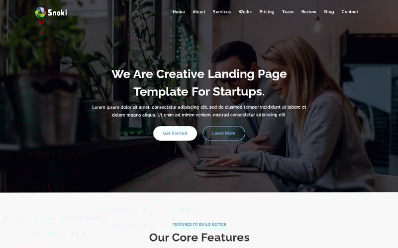 snoki seo agency amp business html landing page template original