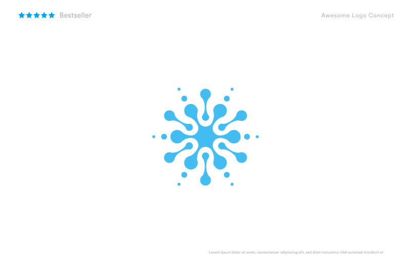 snowflake abstract water drop ice icon chemical technology logo template original