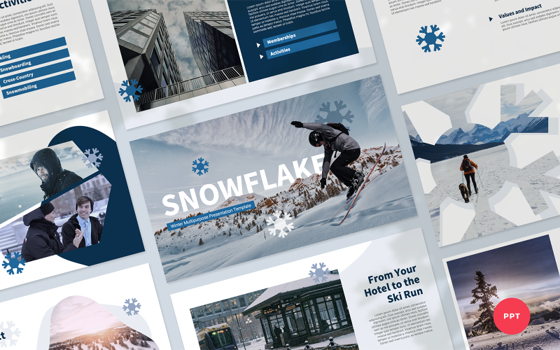 snowflake winter multipurpose presentation powerpoint template original