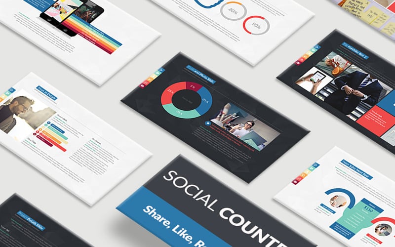 social counter powerpoint template original