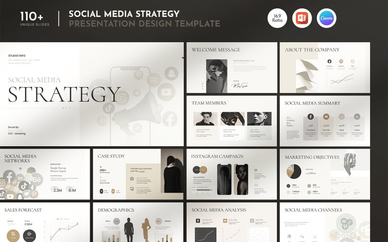 social media strategy presentation template design original