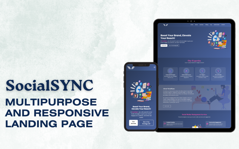 socialsync social media services landing page template original