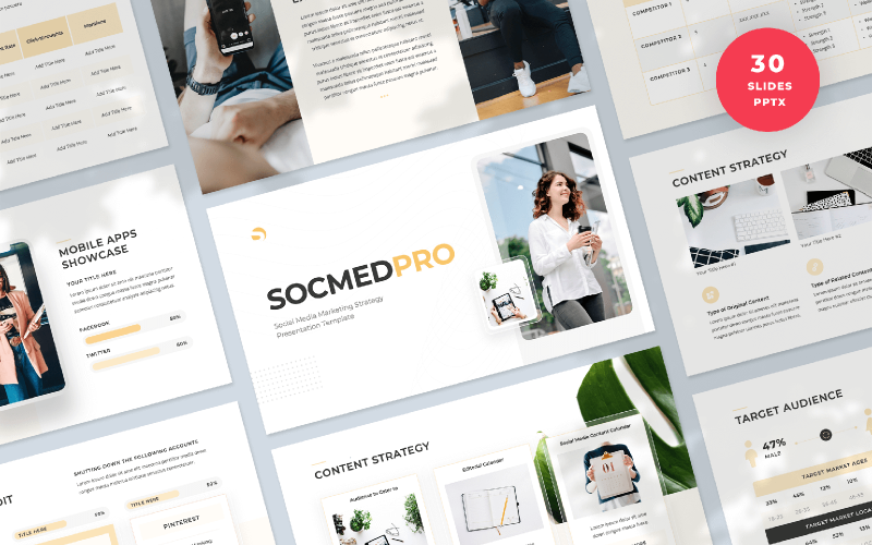 socmedpro social media marketing strategy presentation powerpoint template original
