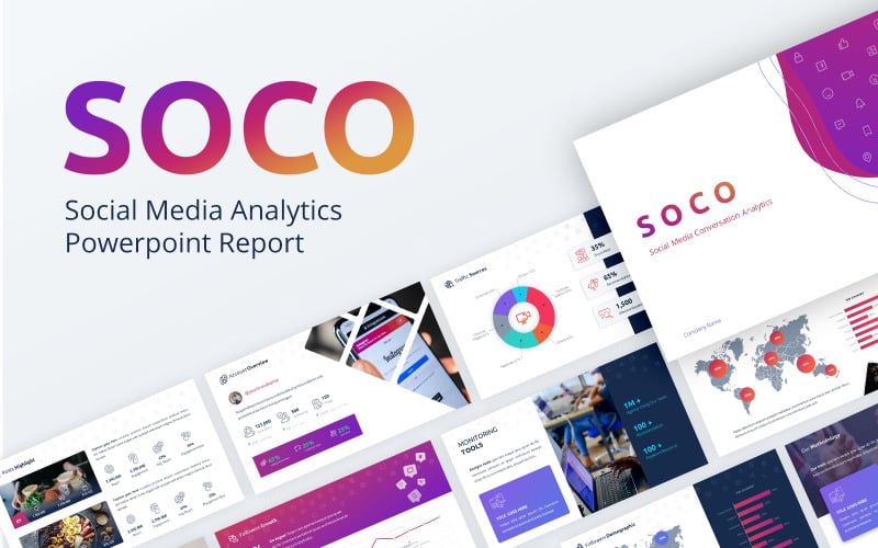 soco social media analytics report powerpoint template original