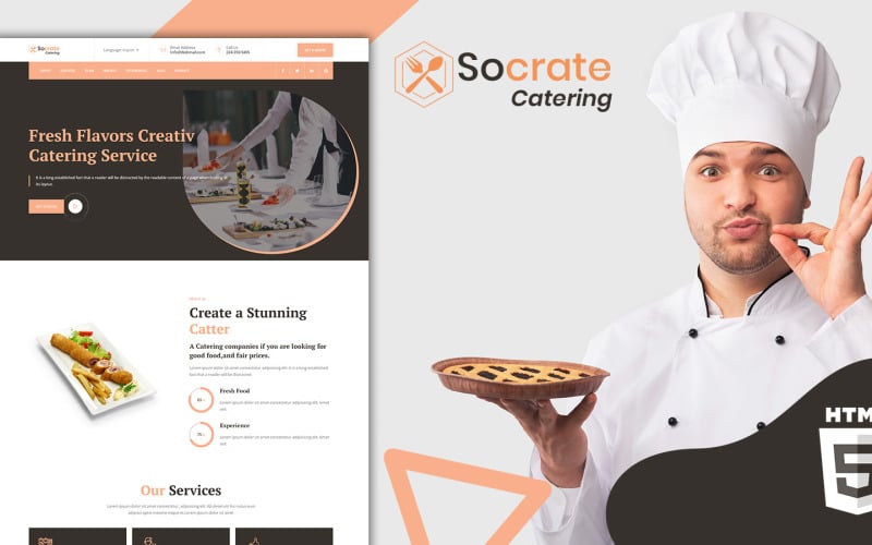 socrate food restaurant catering landing page template original