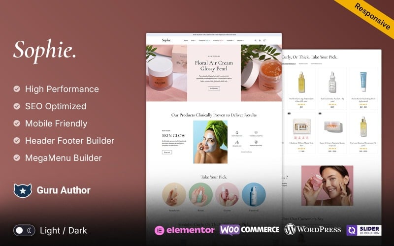 sophie the best of skincare beauty and cosmetic woocommerce elementor responsive theme original