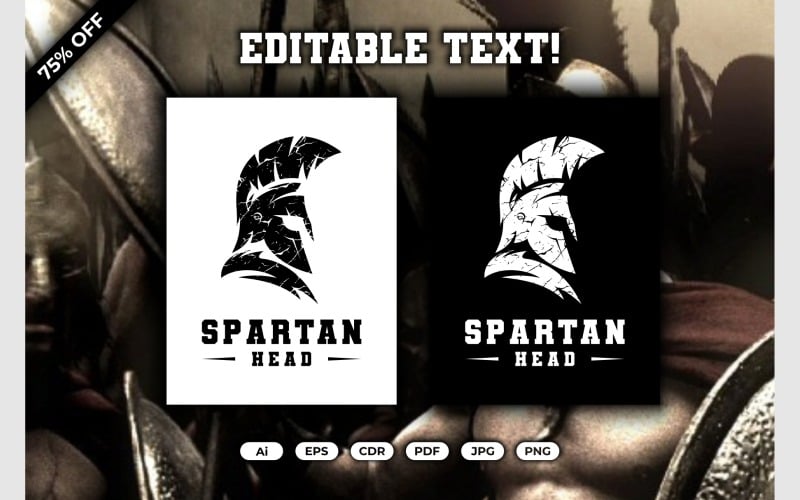 spartan warrior helmet logo design original