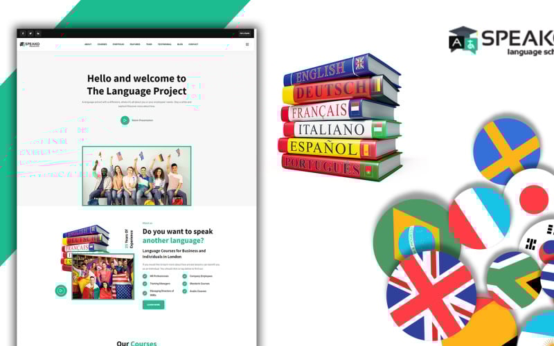 speako language translation school landing page html template original