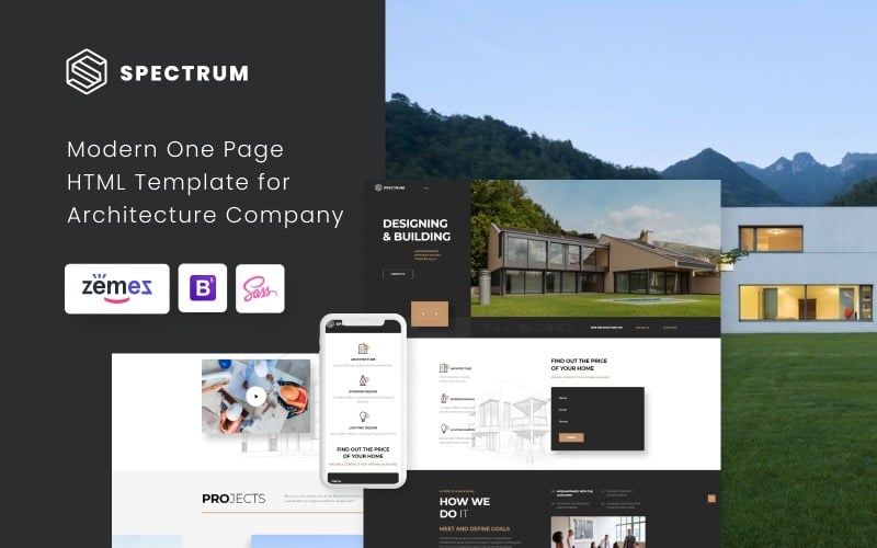 spectrum architecture one page modern html landing page template original