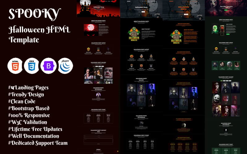spooky halloween events landing page html template original