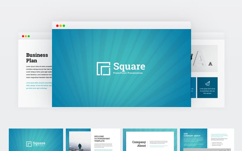 square creative modern business plan powerpoint template original
