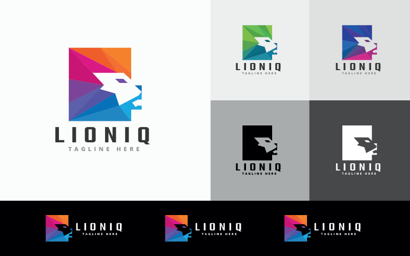 square lion head vector logo original