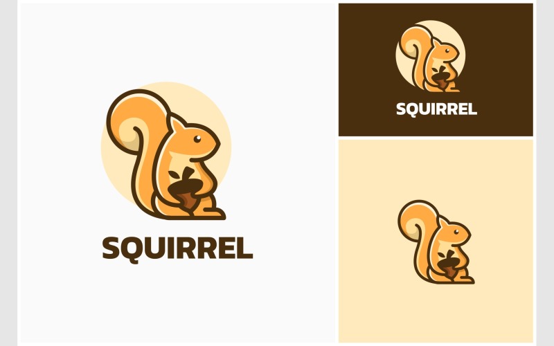 squirrel acorn mascot cartoon logo original