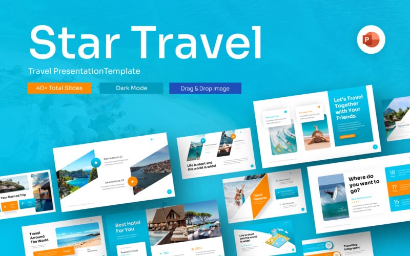 star travel traveling powerpoint template original