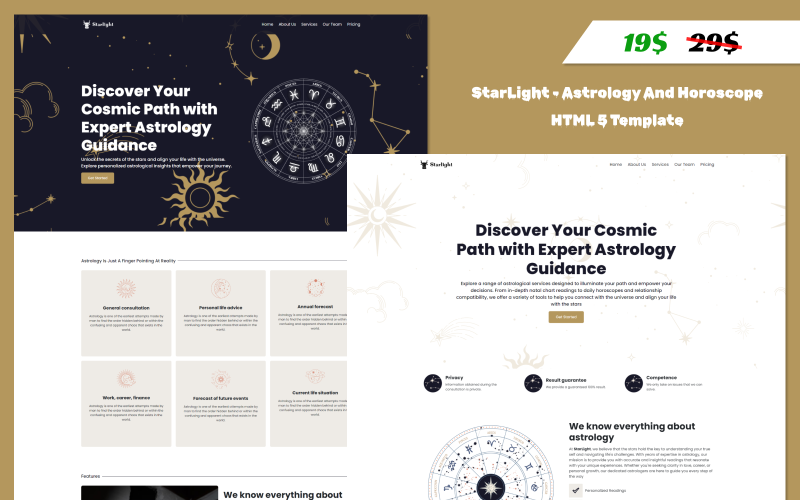 starlight astrology amp horoscope html bootstrap template original