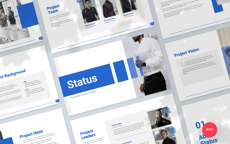 status project review powerpoint template original
