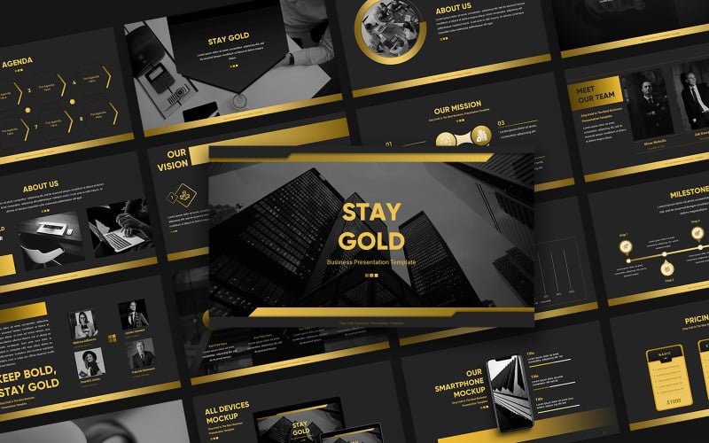 stay gold business presentation powerpoint template original