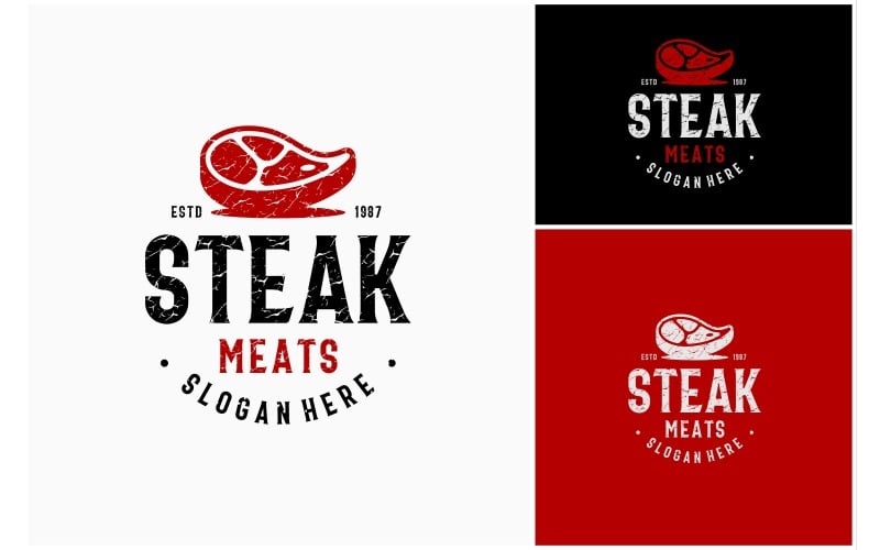 steak beef meat rustic vintage logo original