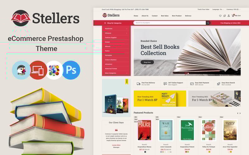 stellers books amp stationery store prestashop theme original