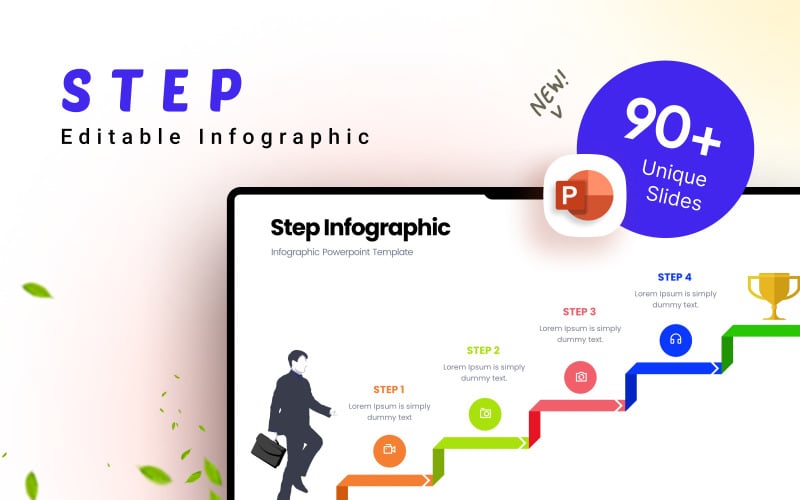 step business infographic presentation template original